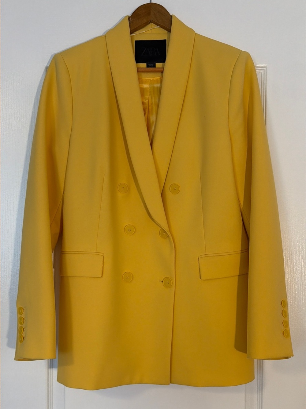 ZARA  Yellow Double Breasted Shawl Lapel Blazer Size XL, like new